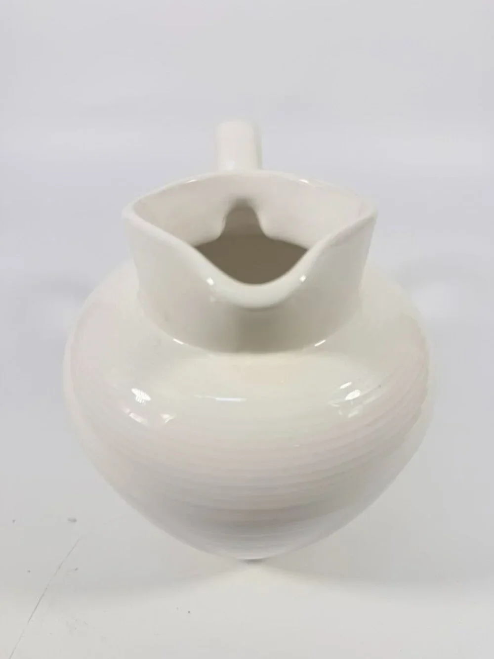Ironstone Ceramic Pitcher White Ribbed Beehive Fapor Portugal Textured Stoneware - Picture 11 of 16